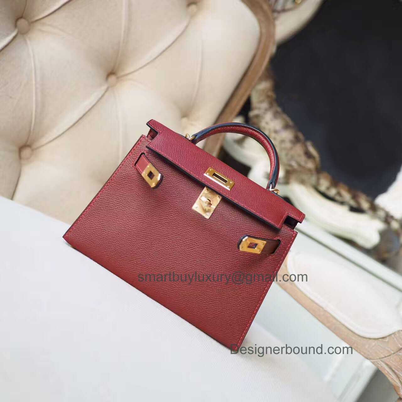 Hermes Mini Kelly II Bag in ck55 Rouge H Epsom GHW
